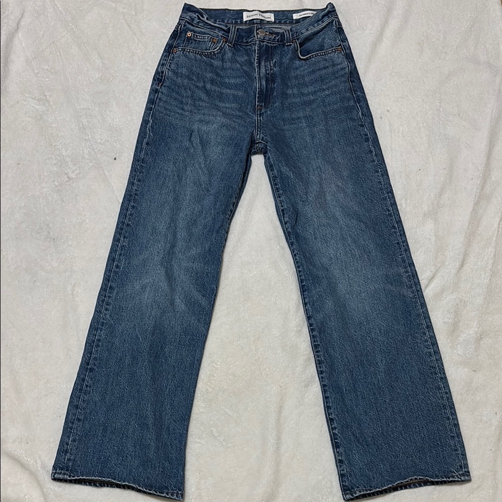 Denim Forum Blue Flare Wide Leg Jeans
